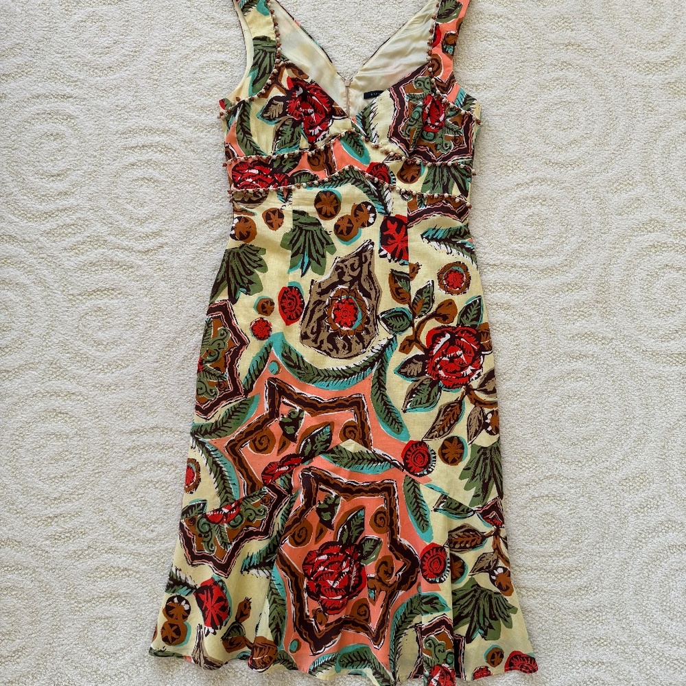 David Meister Tropical Print Dress sz 8